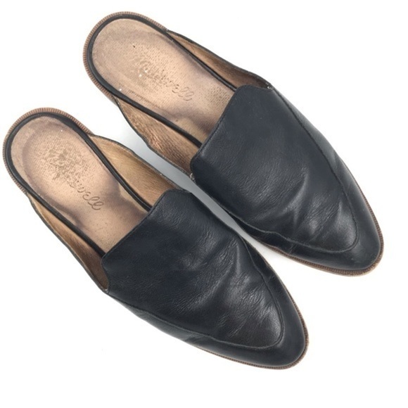 Madewell Black Leather The Frances Skimmer Mule Slides Size 6.5 - Picture 8 of 9